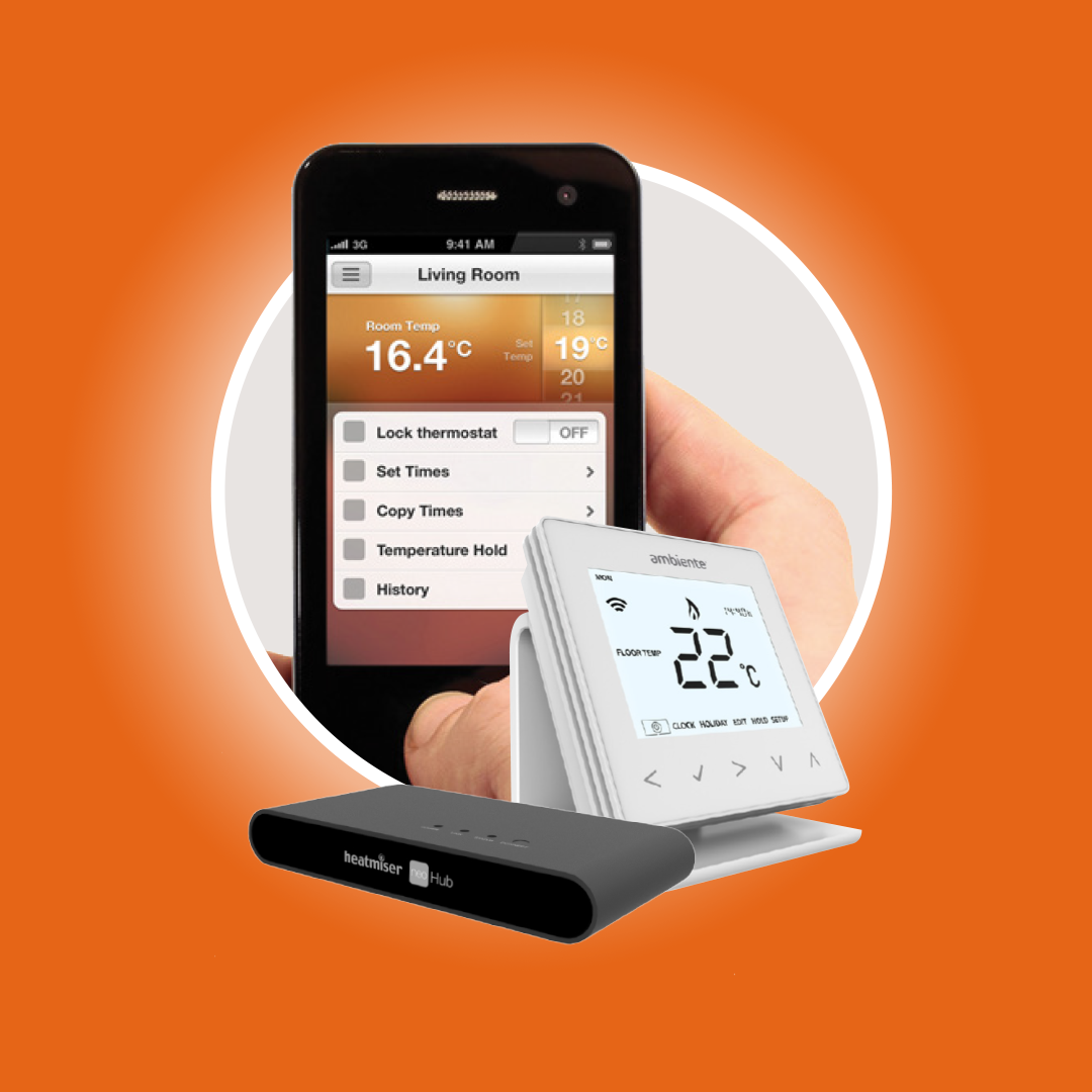 underfloor heating ambiente neothermostat and phone control sustainable