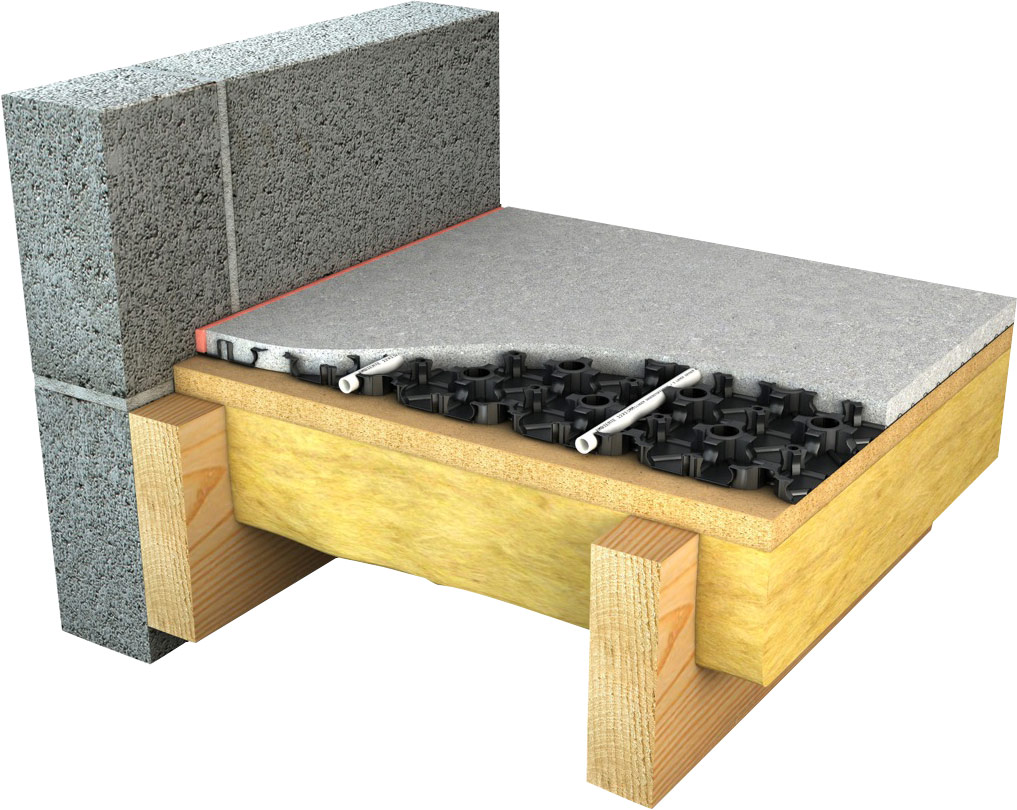 diagram of joisted floor underfloor heating system