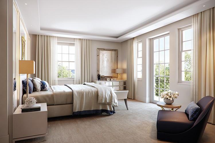 Luxury Bedroom With Trees Outside Windows