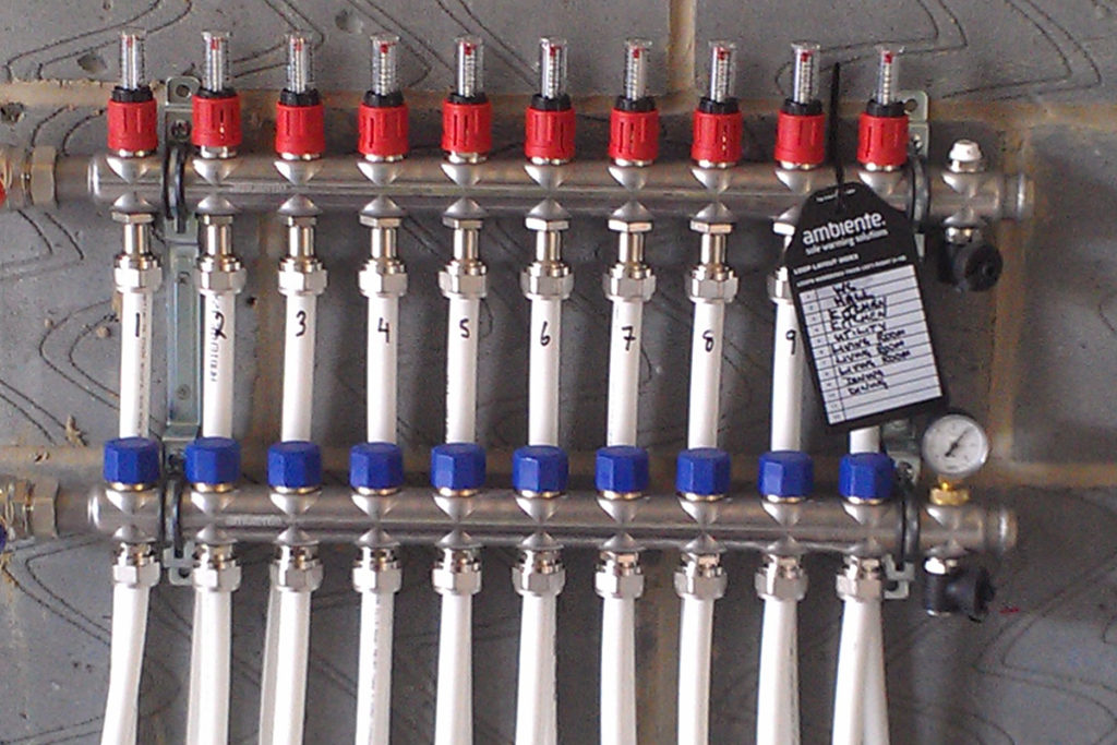 underfloor heating manifold 10 port close up