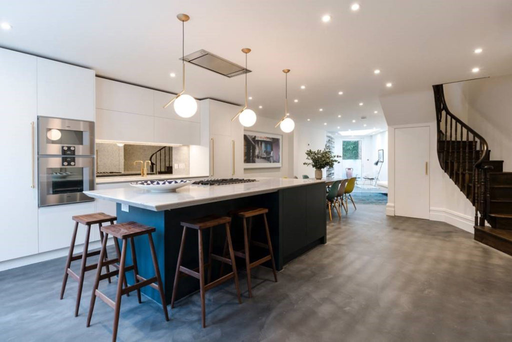 modern kitchen with underfloor heating
