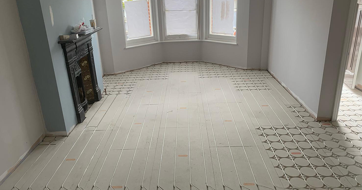 living room with exposed underfloor heating