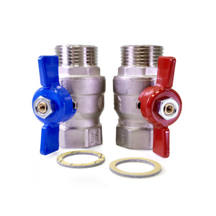 1” Manifold Ball Valves, 1 x Pair, Red and Blue