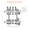 413 Series Underfloor Heating Manifold Front View (4 Port) Drawing