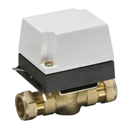 Danfoss H‑Series 22mm 2‑Port Motorised Paddle Zone Valve with external compression fittings