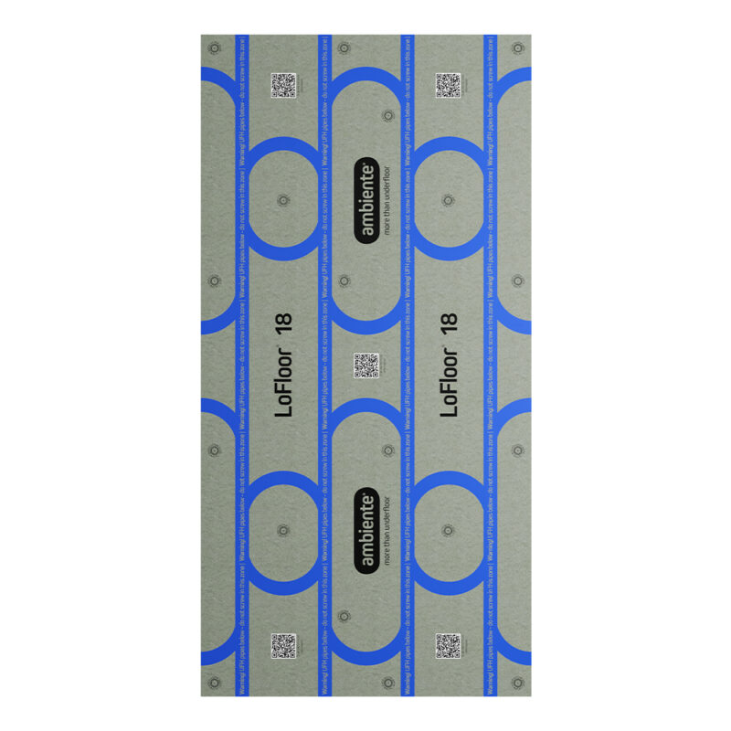 LoFloor® 18 top panel 1200mm x 600mm x 6mm with aluminium foil and printed pipe layout for suspended floor UFH